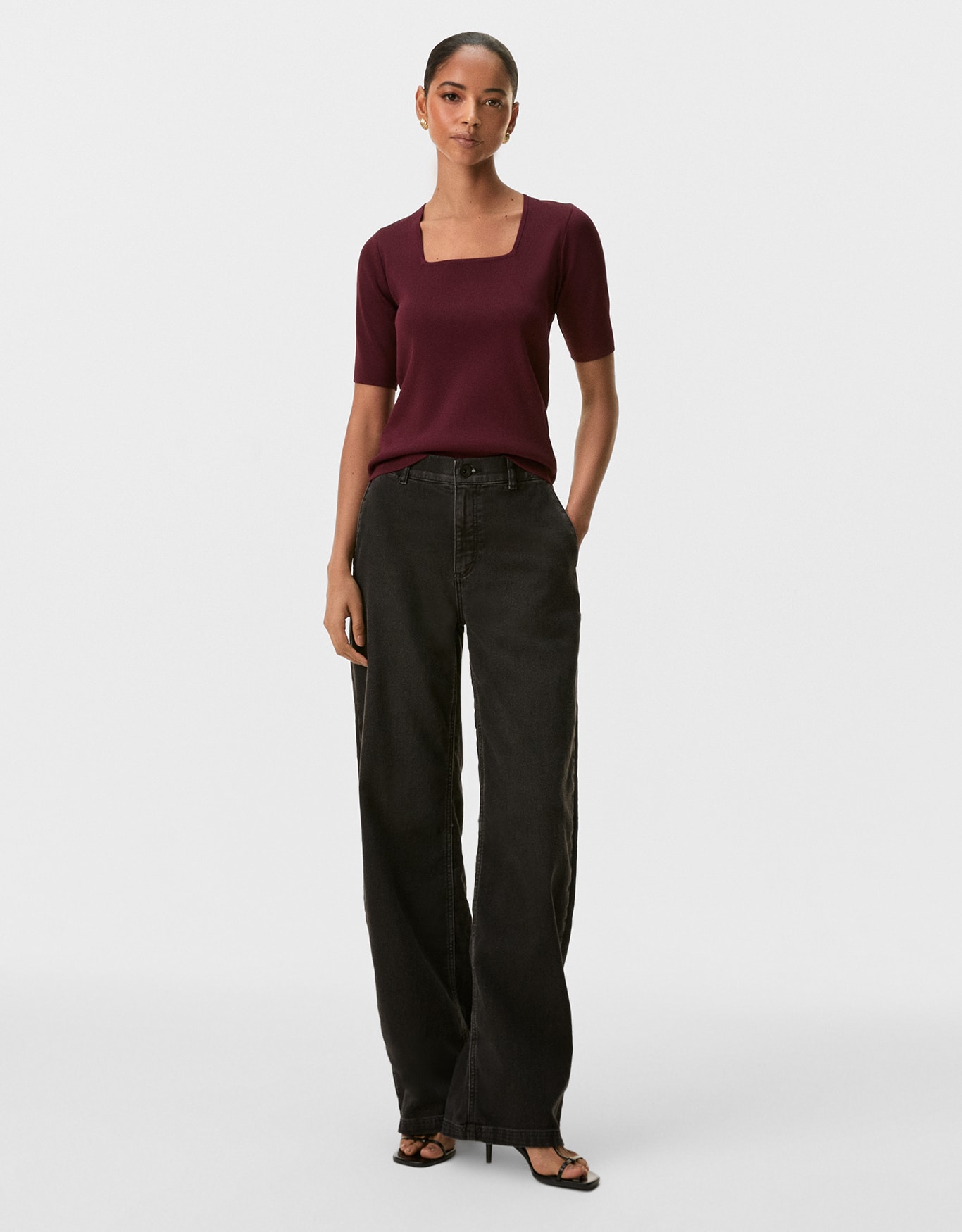 Blusa Tricot Decote Quadrado