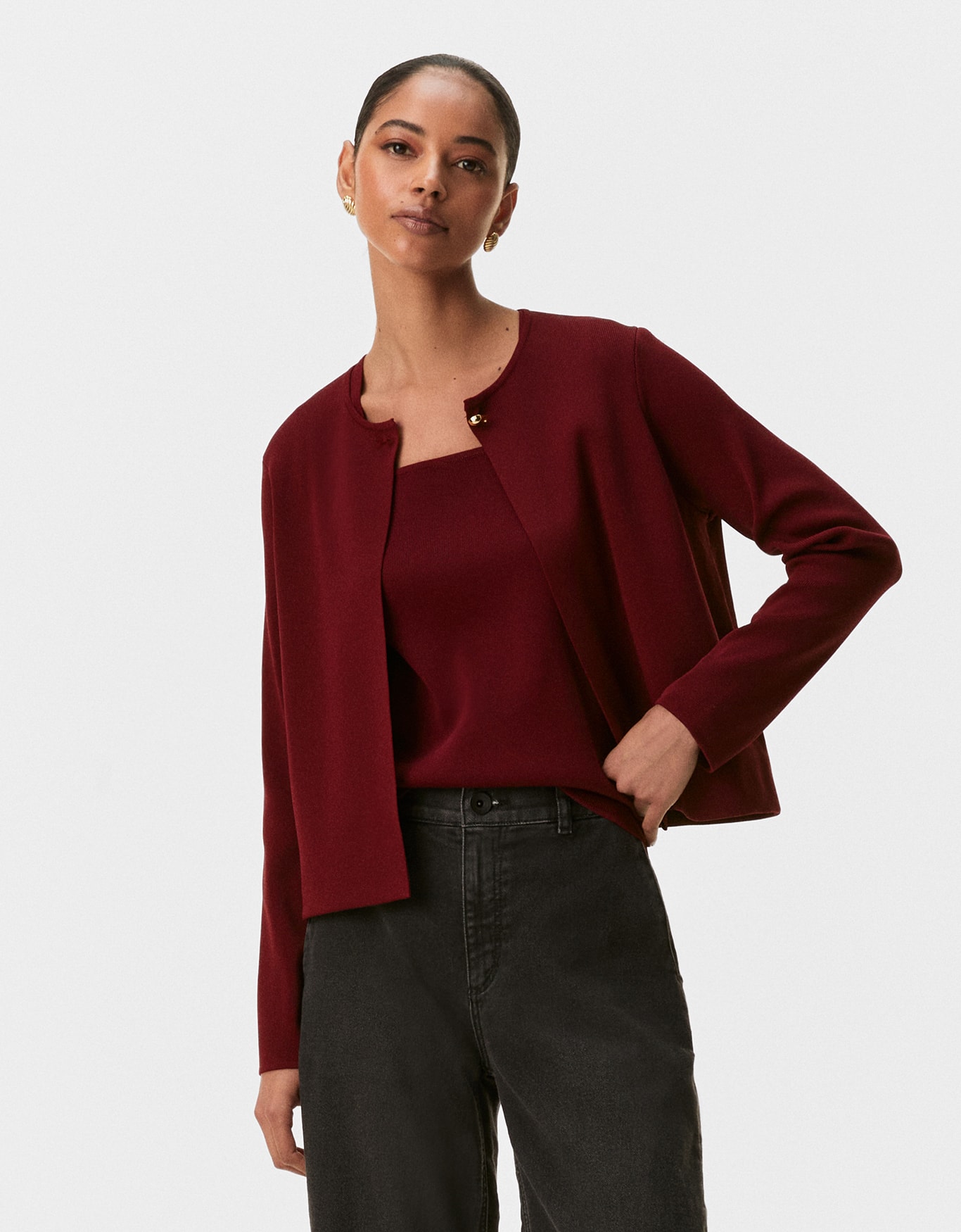 Blusa Tricot Decote Quadrado