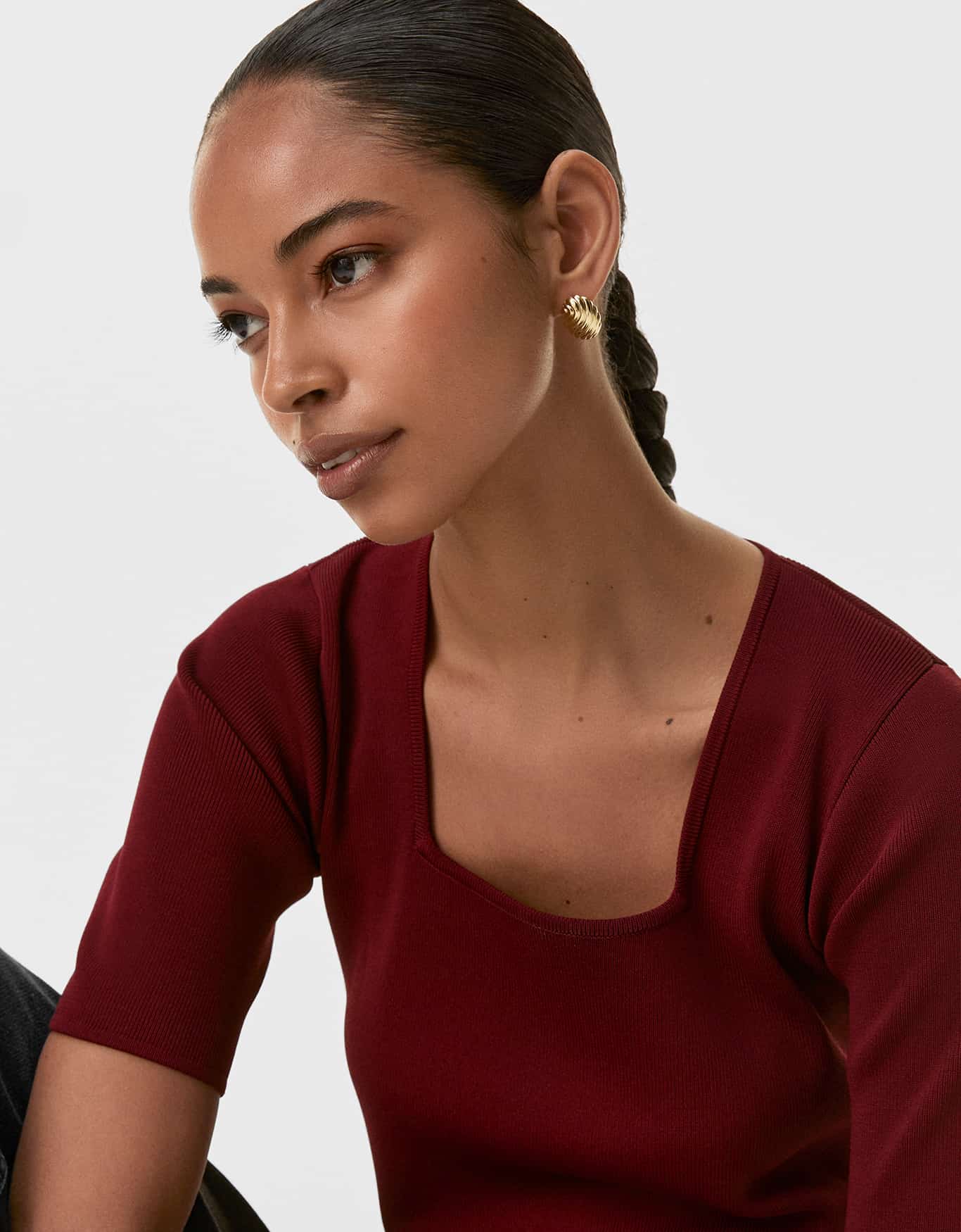 Blusa Tricot Decote Quadrado