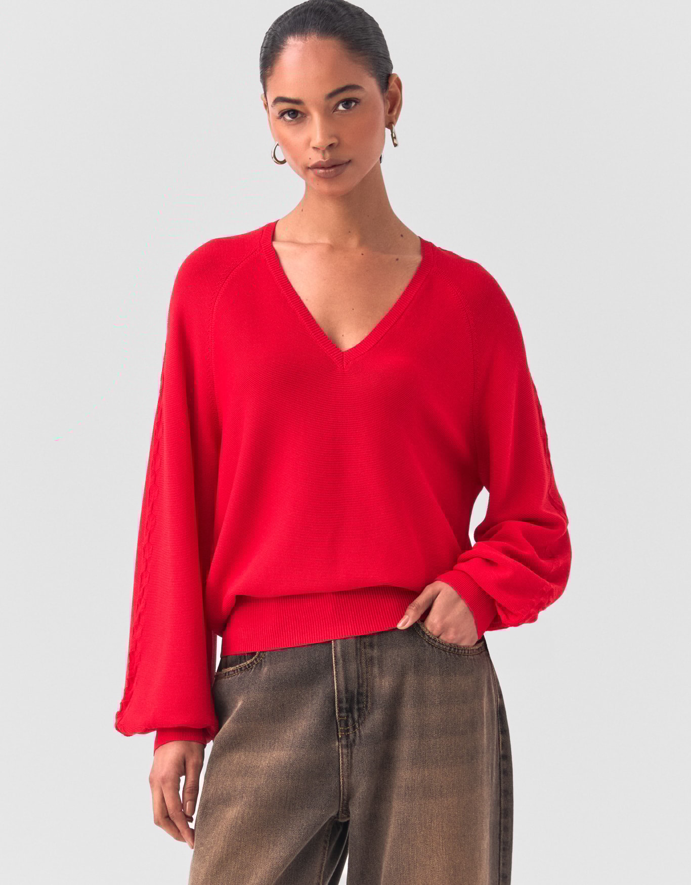  Blusa Tricot Decote v