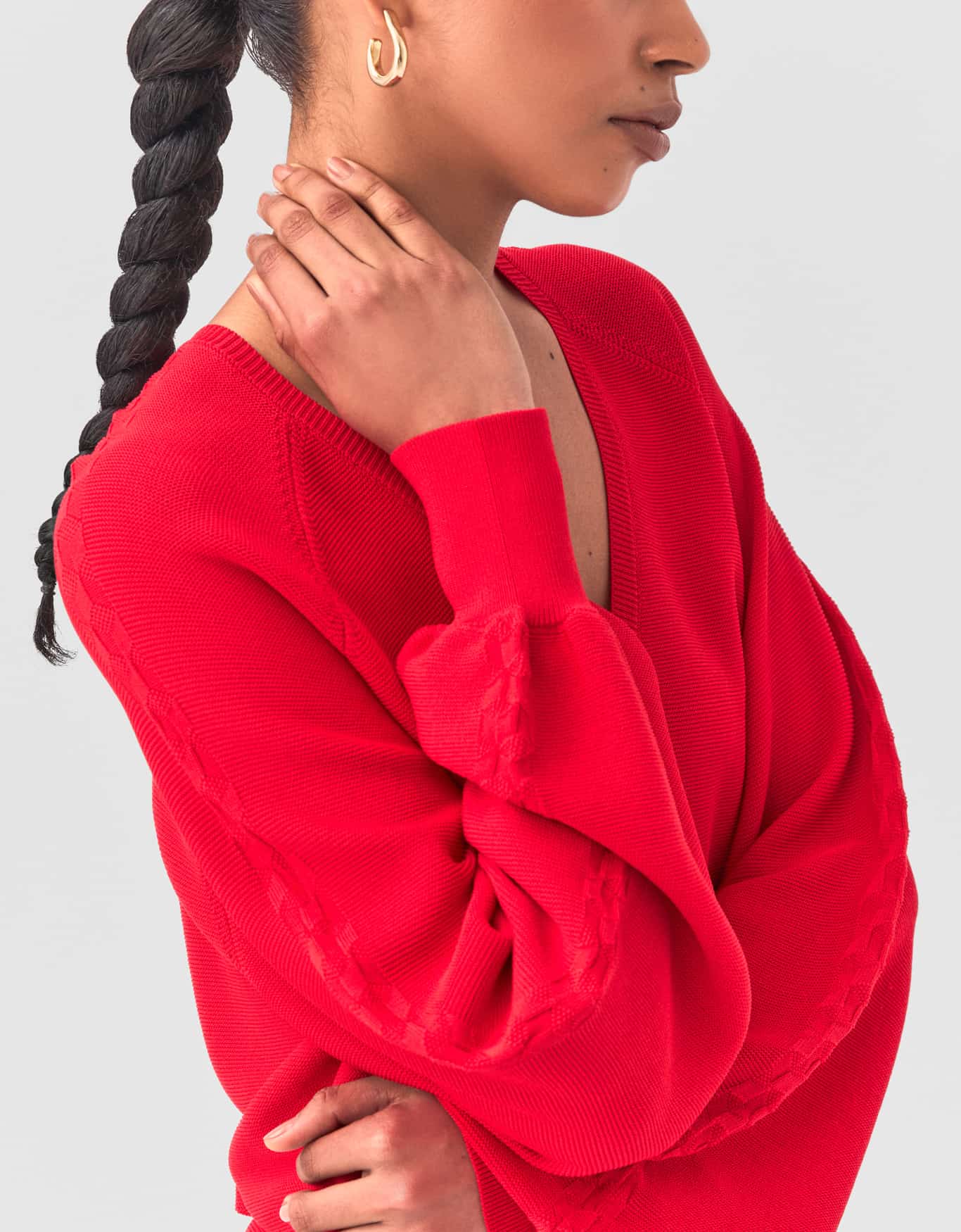 Blusa Tricot Decote V Vermelho