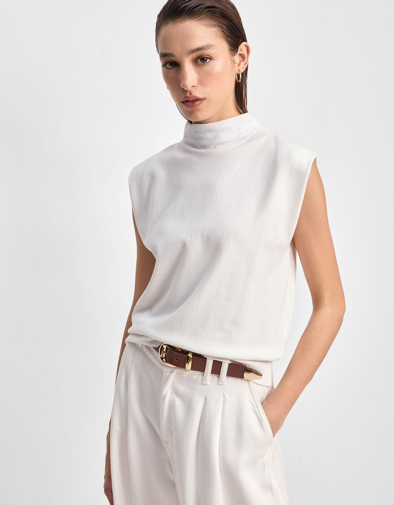 Blusa Tricot Gola Alta