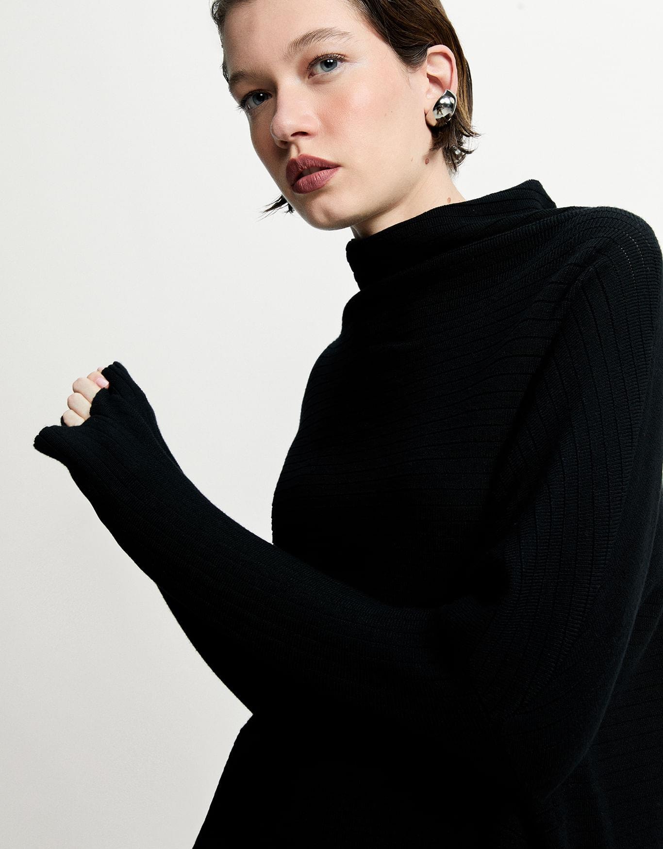 Blusa Tricot Gola Alta