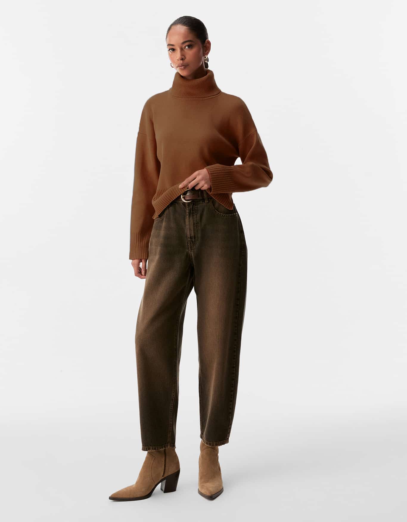 Blusa Tricot Gola Alta Ampla