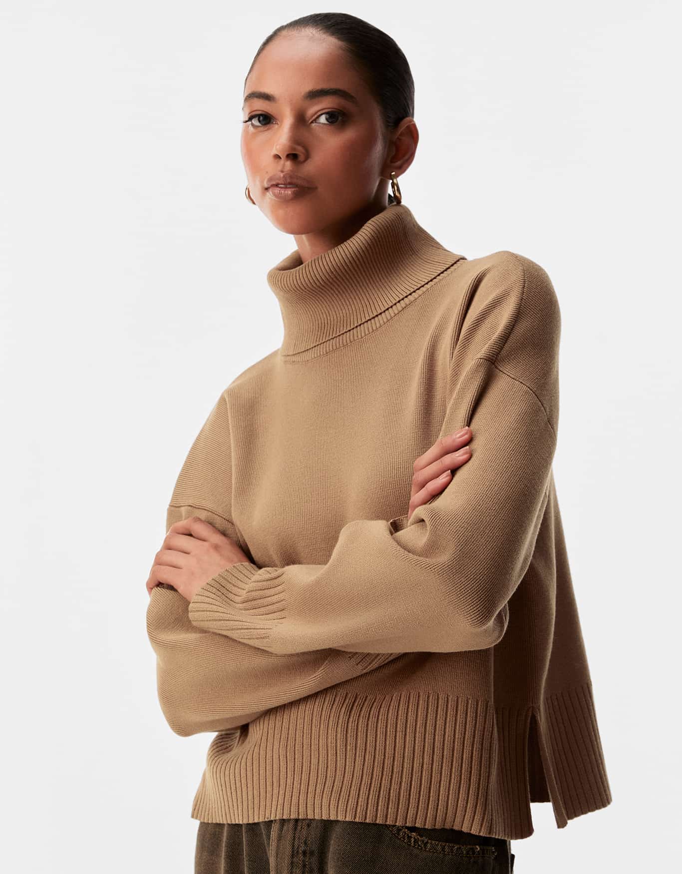 Blusa Tricot Gola Alta Ampla