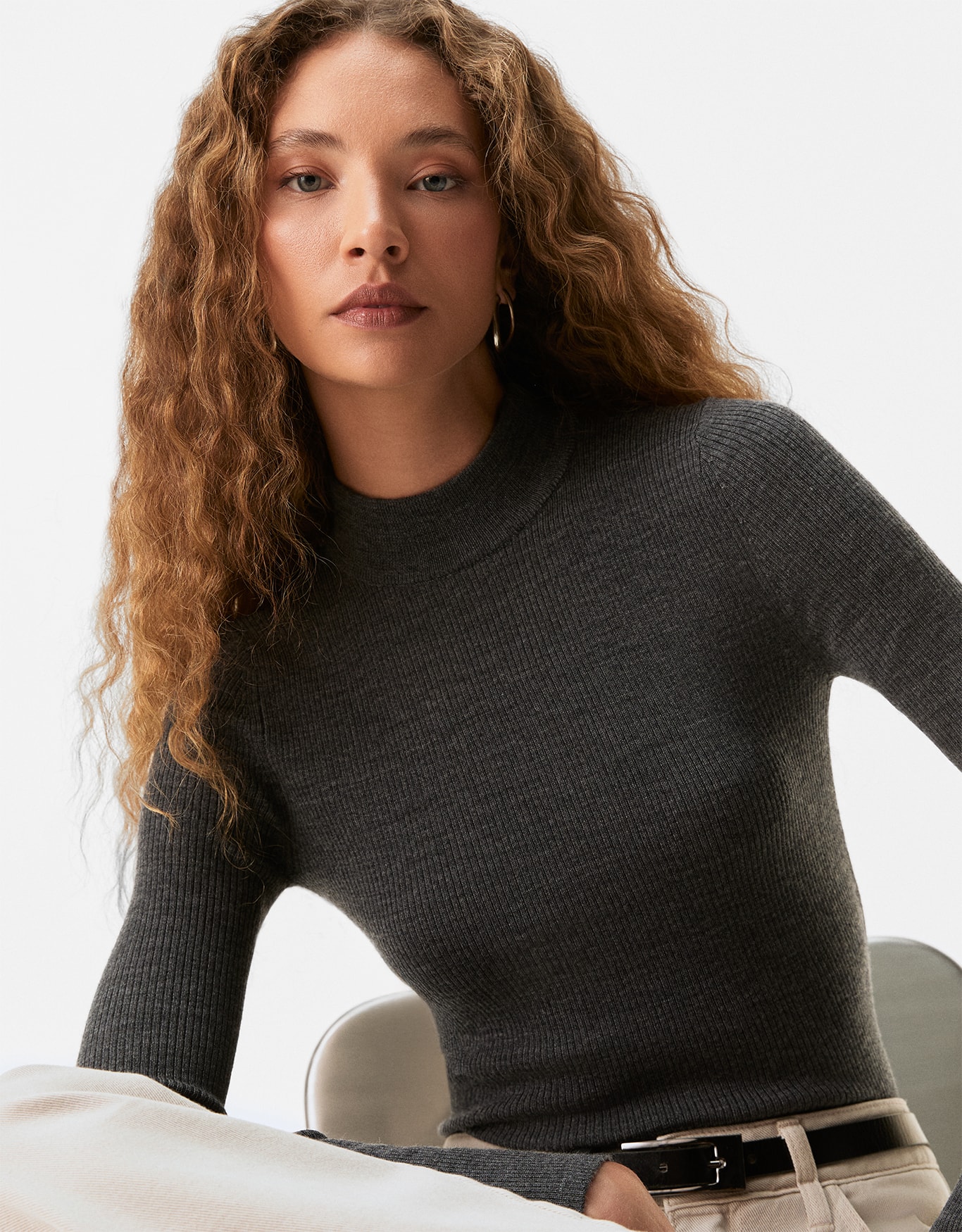 Blusa Tricot Gola Lã