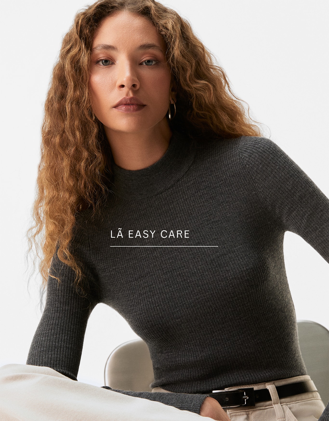 Blusa Tricot Gola Lã Cinza