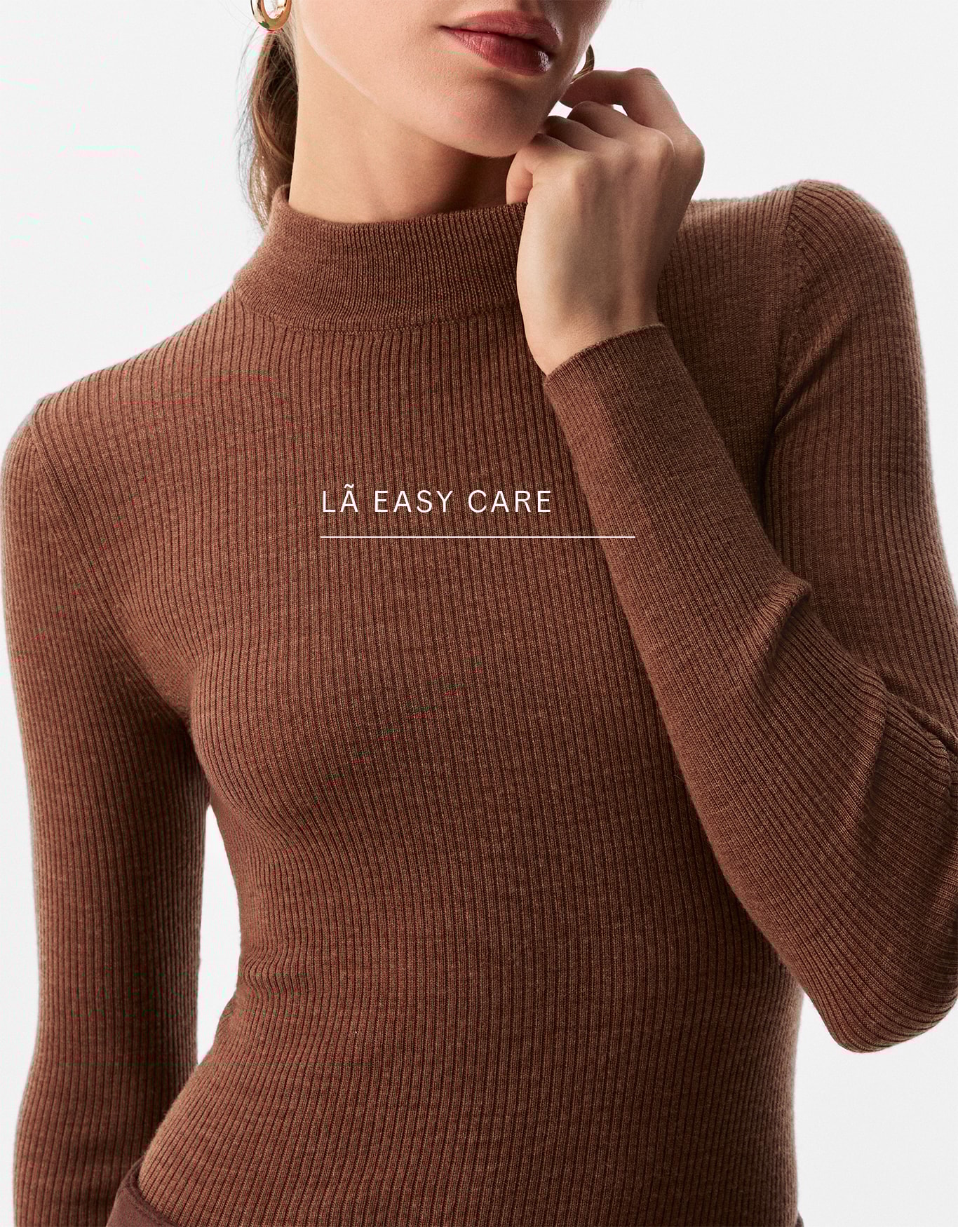 Blusa Tricot Gola Lã Marrom