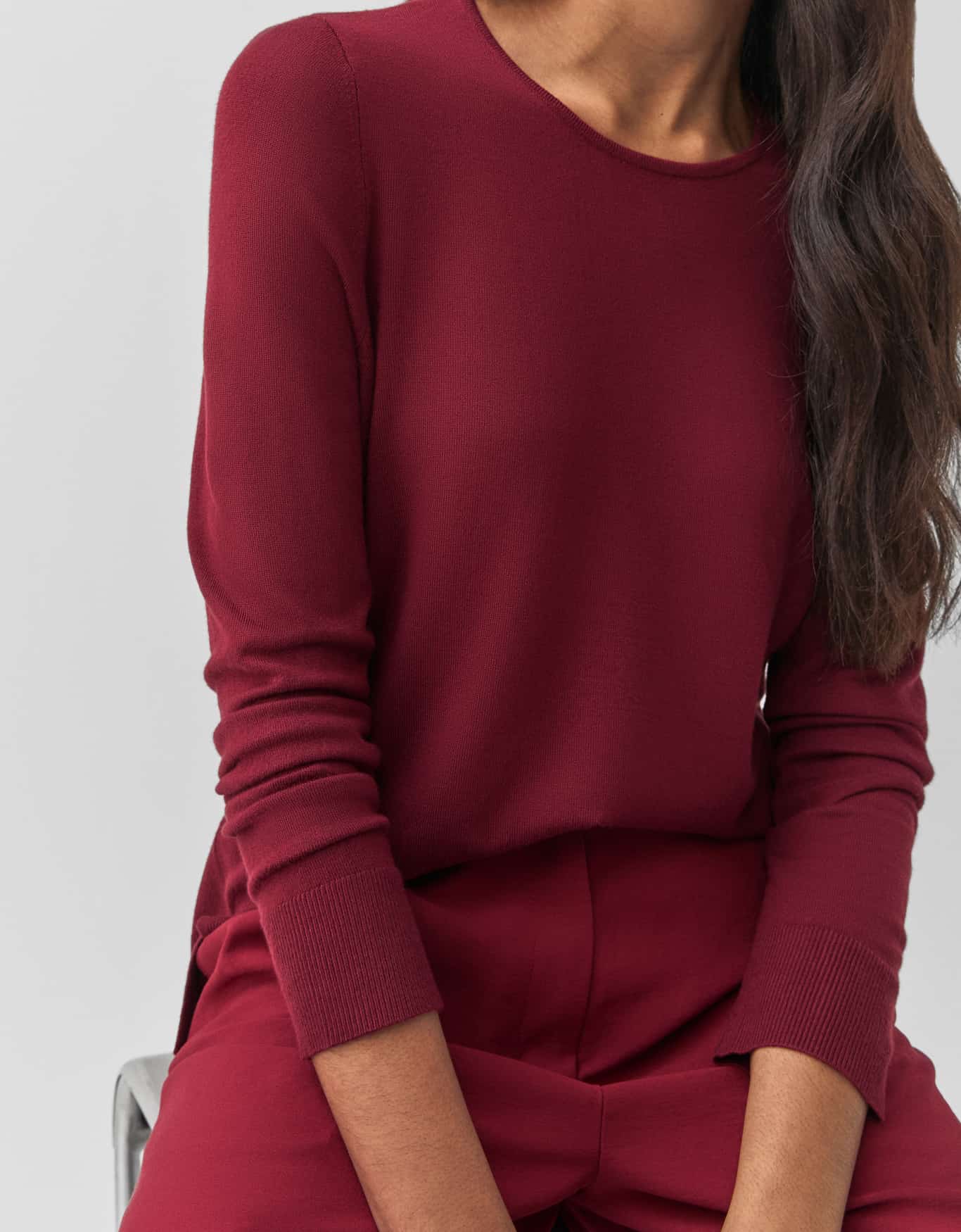 Blusa Tricot  Gola Redonda Roxo