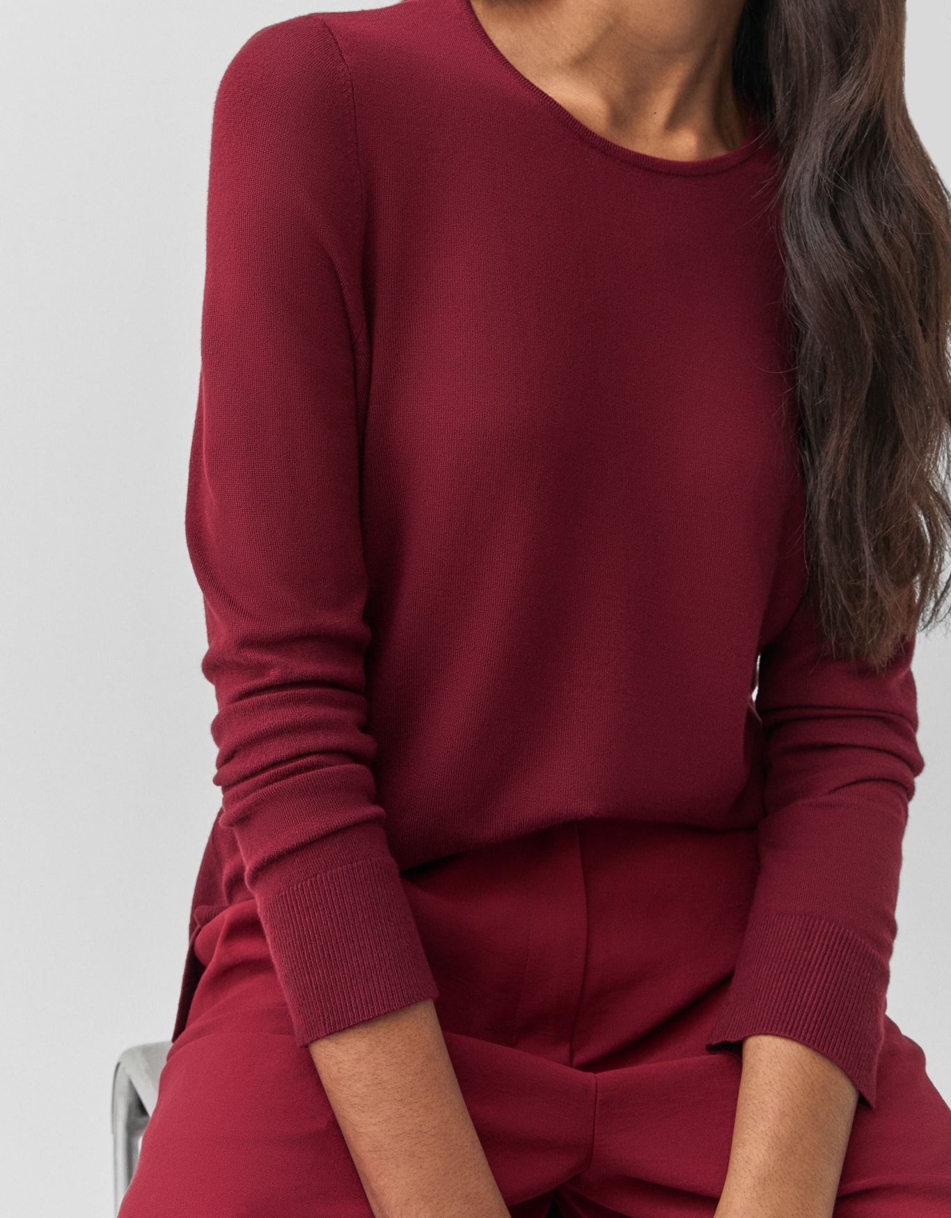 Blusa Tricot  Gola Redonda Roxo