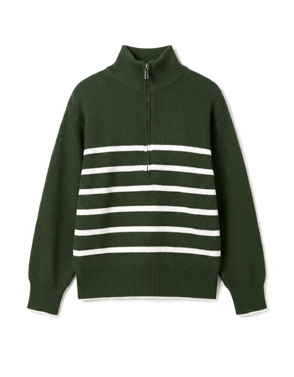 Blusa Tricot Listrada Zíper