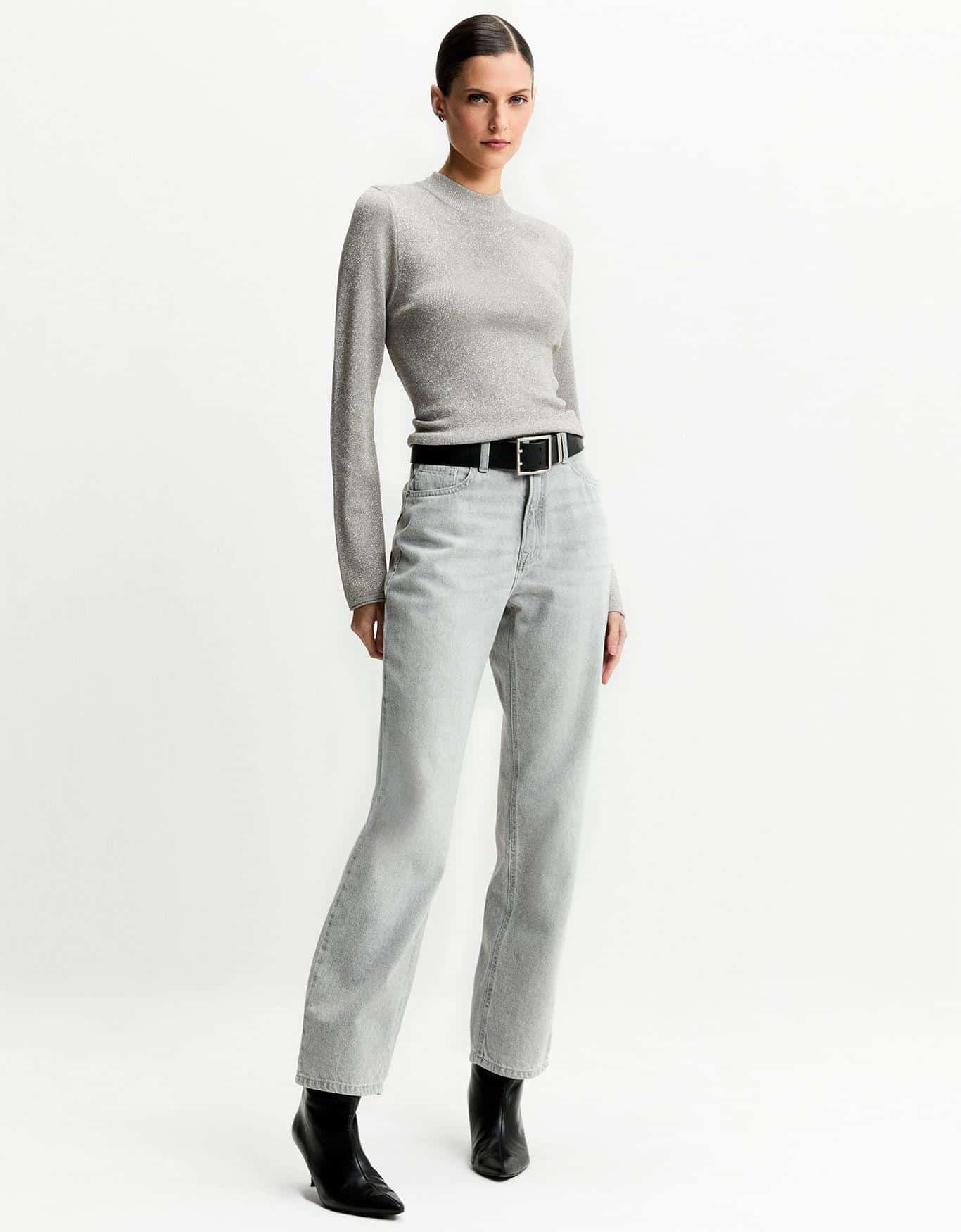 Blusa Tricot Lurex Prata