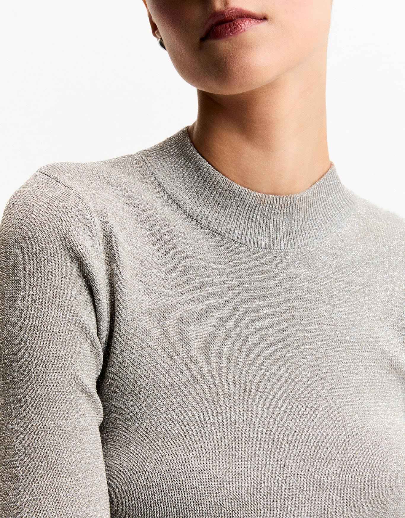 Blusa Tricot Lurex Prata