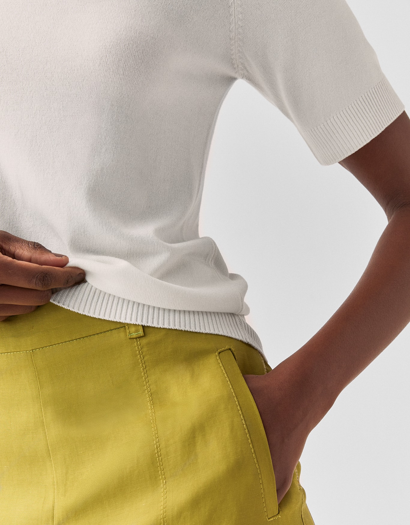 Blusa Tricot  Manga Curta Off White