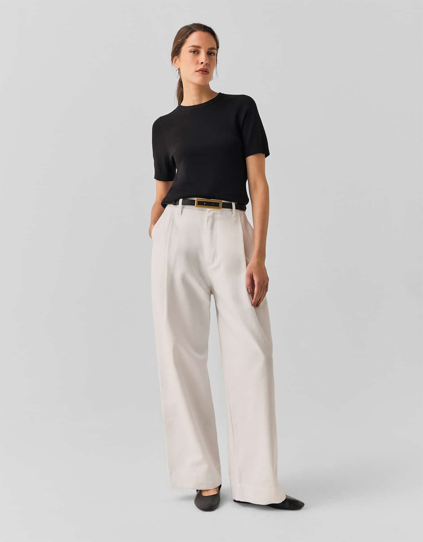 Blusa Tricot Manga Curta Preta