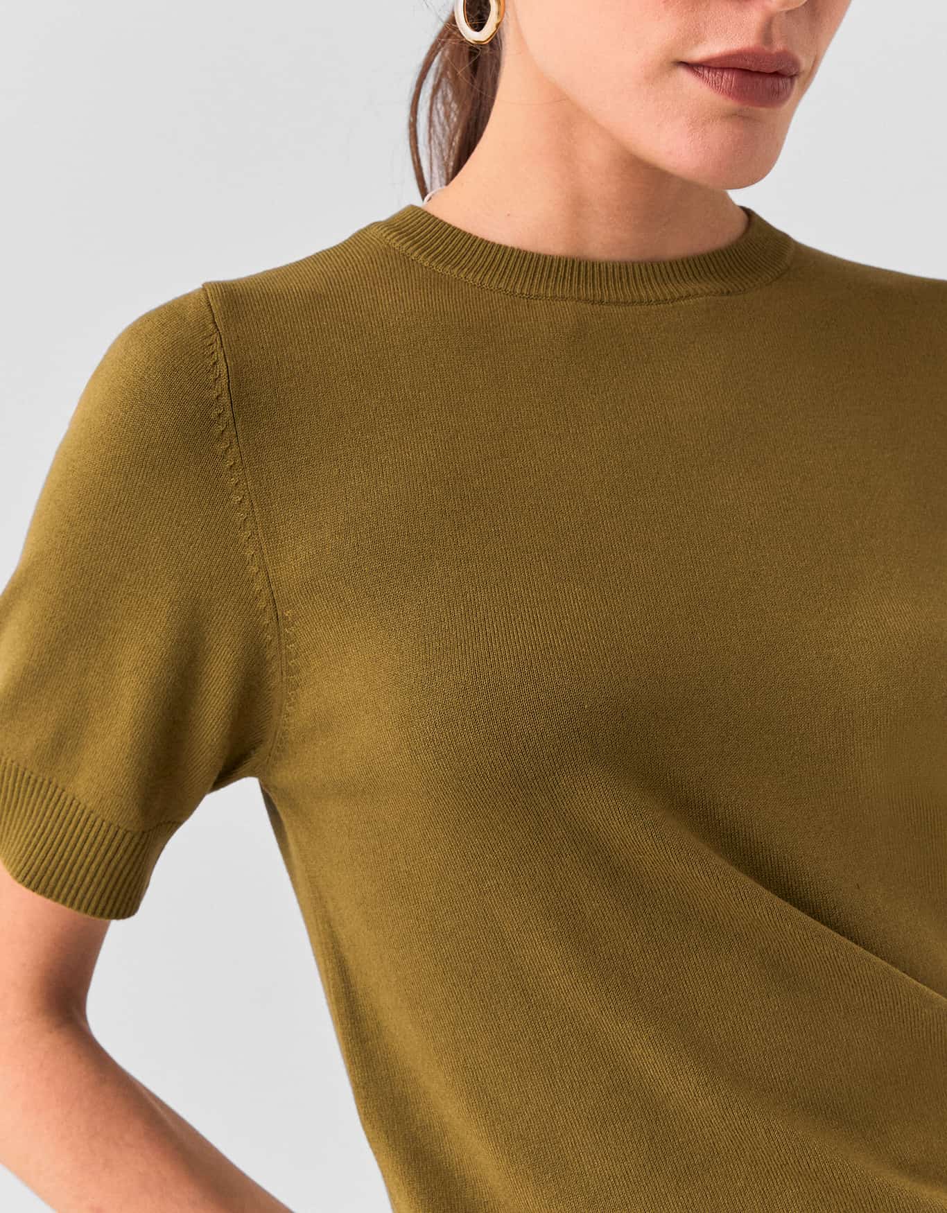 Blusa Tricot Manga Curta Verde