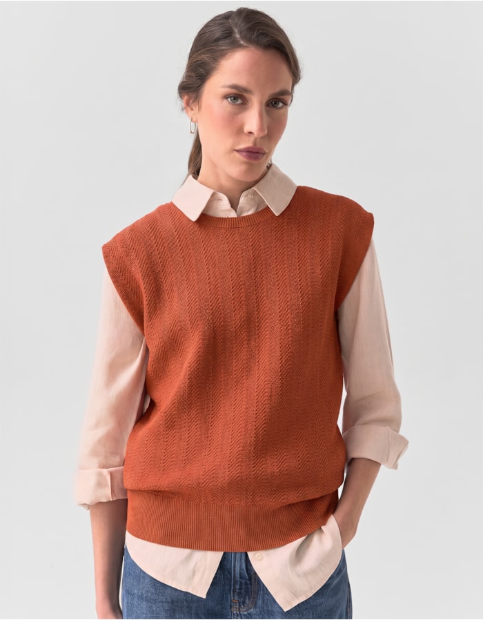 Shoulder — Blusa Tricot Muscle Textura Laranja