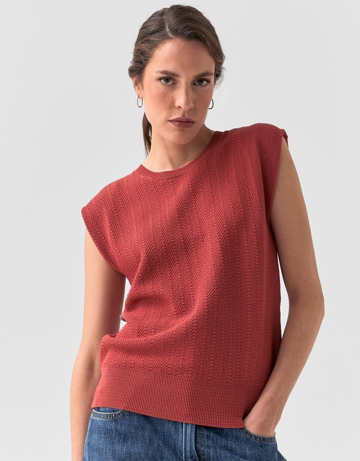 Blusa Tricot Muscle Textura Laranja