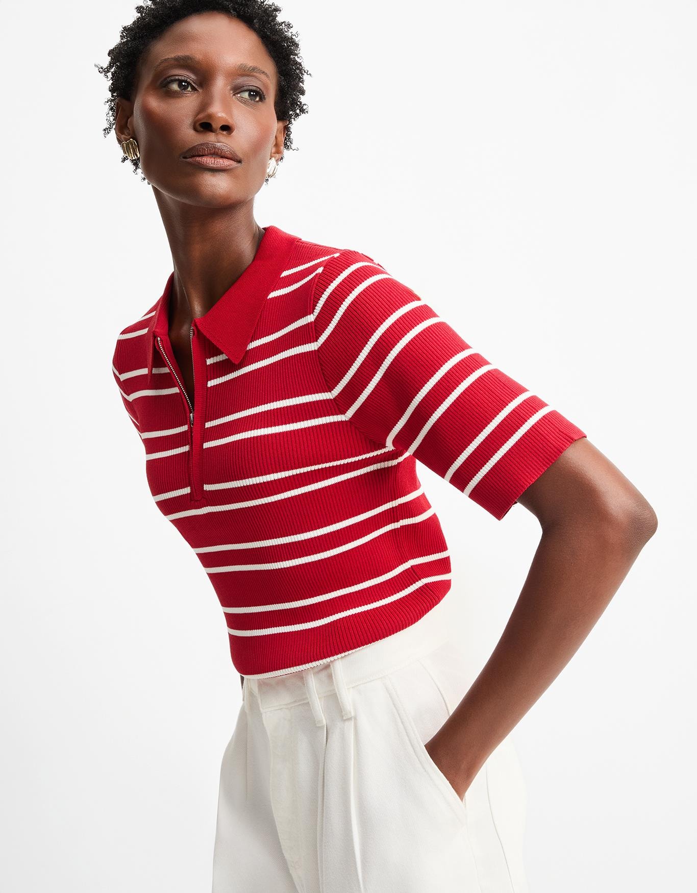 Blusa Tricot Polo Listrada