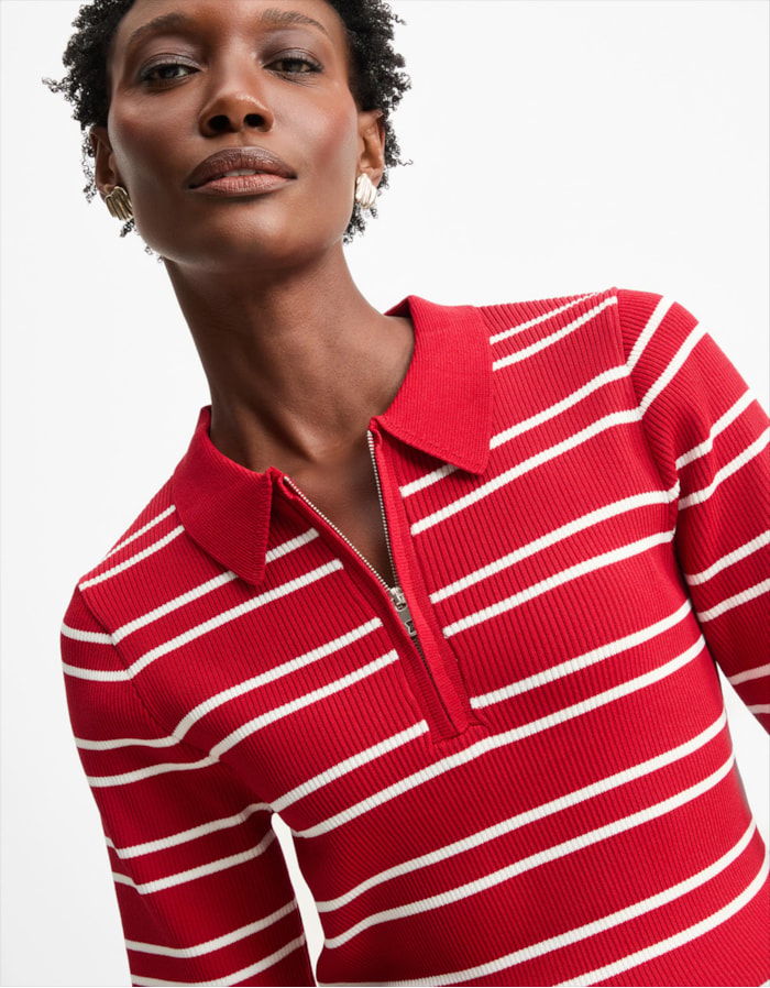 Shoulder — Blusa Tricot Polo Listrada