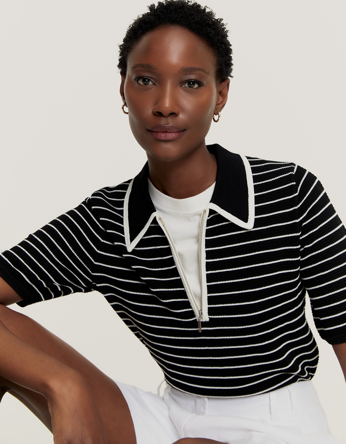 Blusa Tricot Polo Listrada