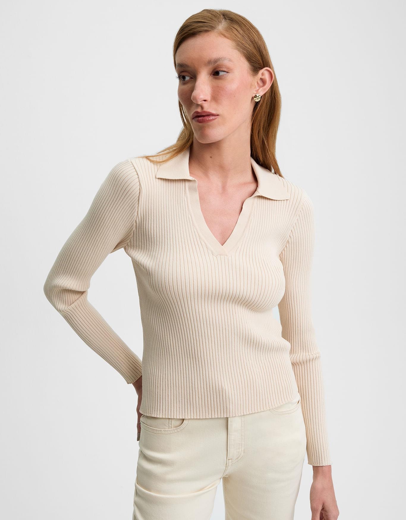 Blusa Tricot Polo Manga Longa