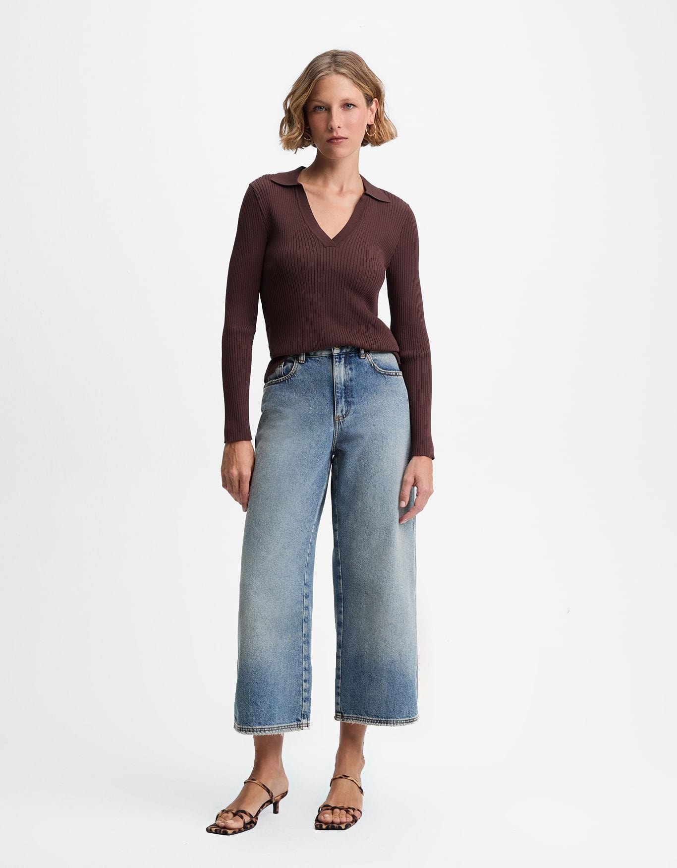 Blusa Tricot Polo Manga Longa