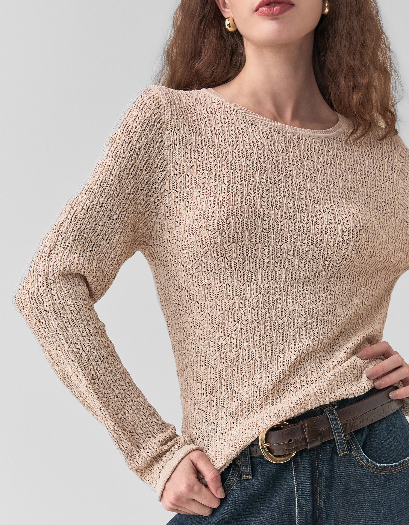 Blusa Tricot Segunda Pele Areia