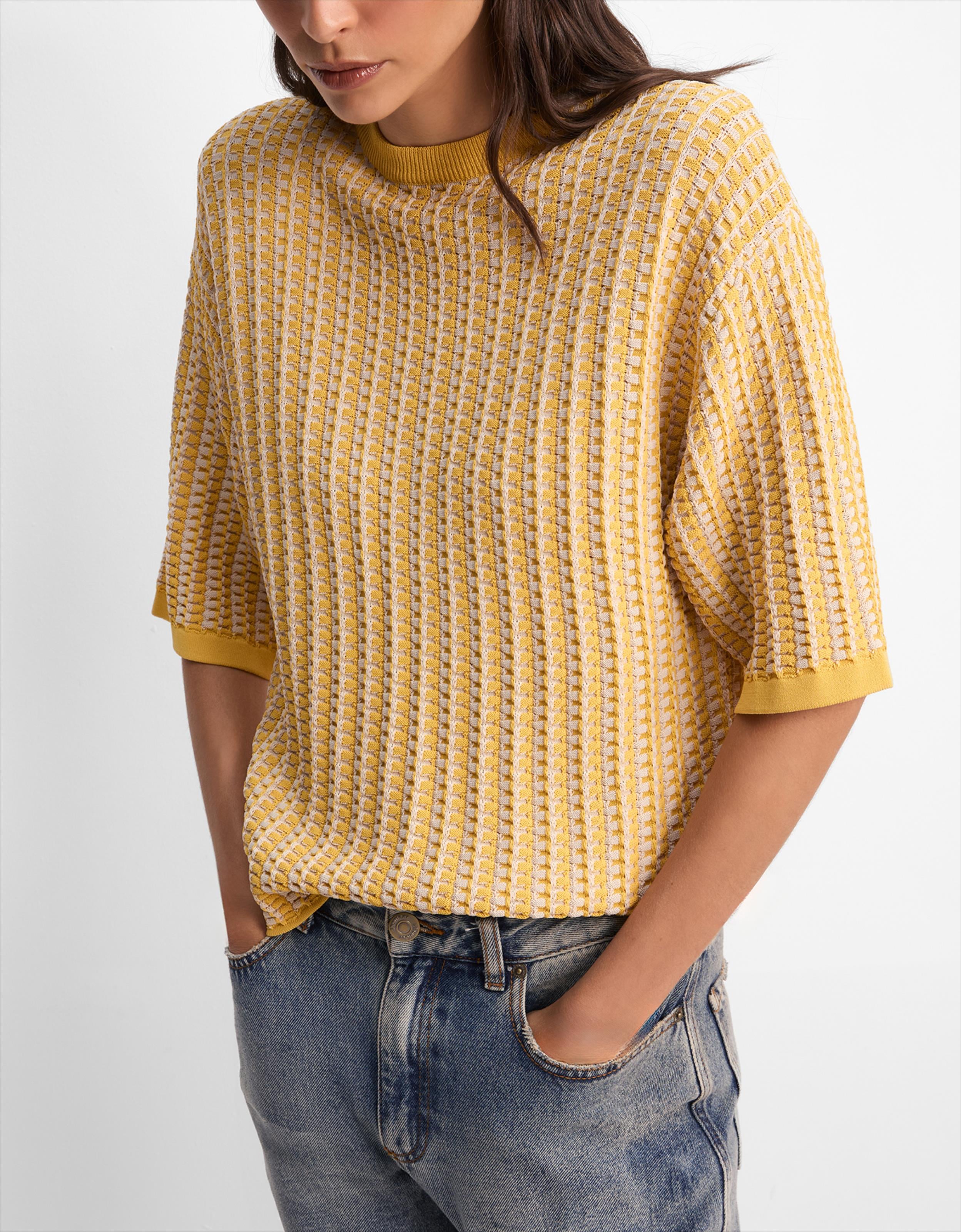 Blusa Tricot Textura Bicolor