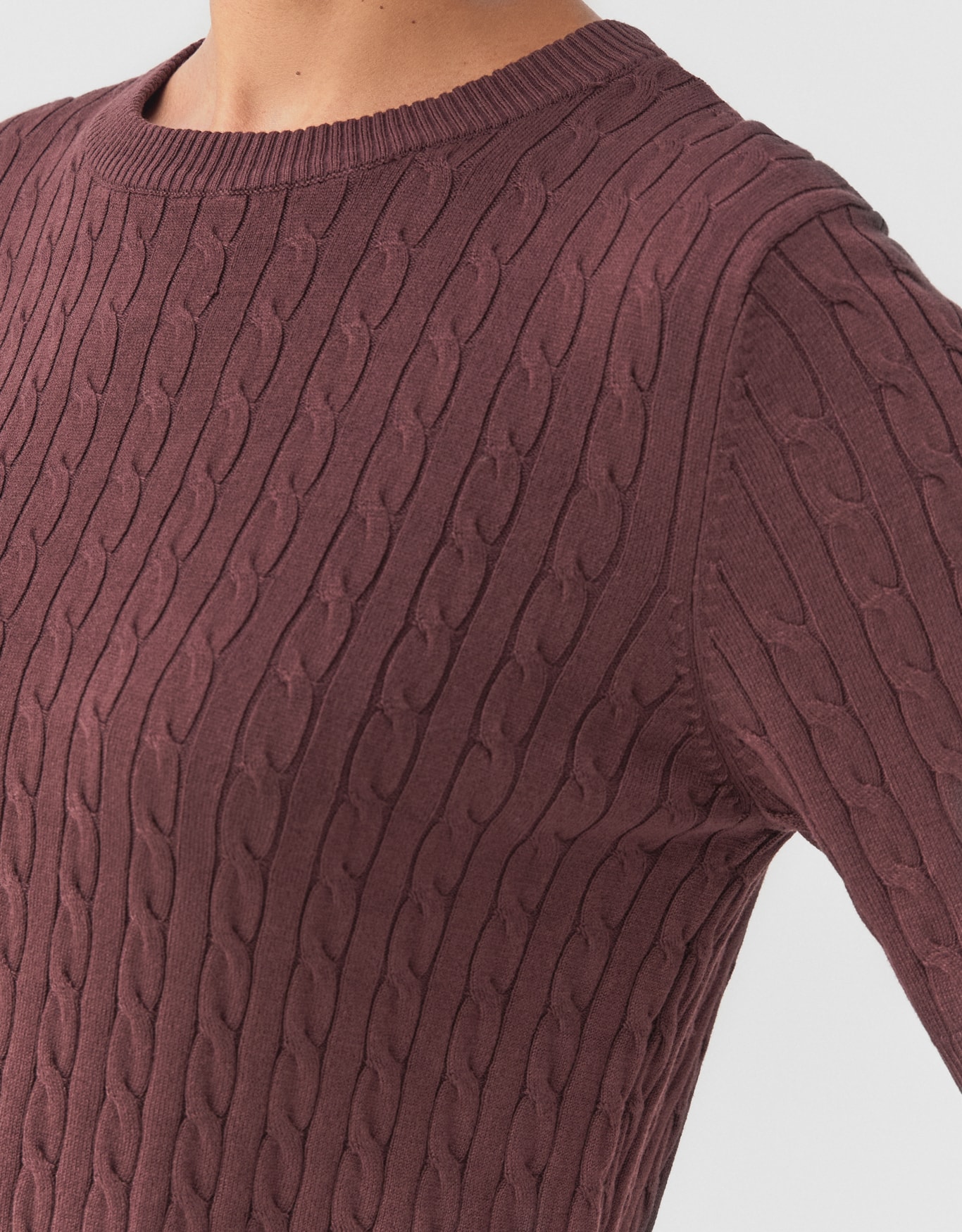 Blusa Tricot Trançada Manga Curta Marrom