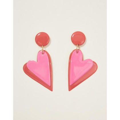 Brinco Coracoes Metal e Resina