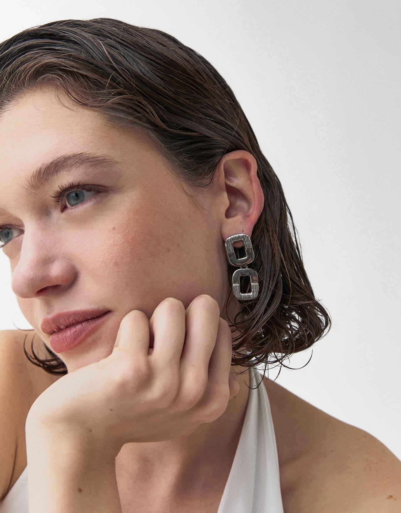 Brinco Dupla Oval Texturizado