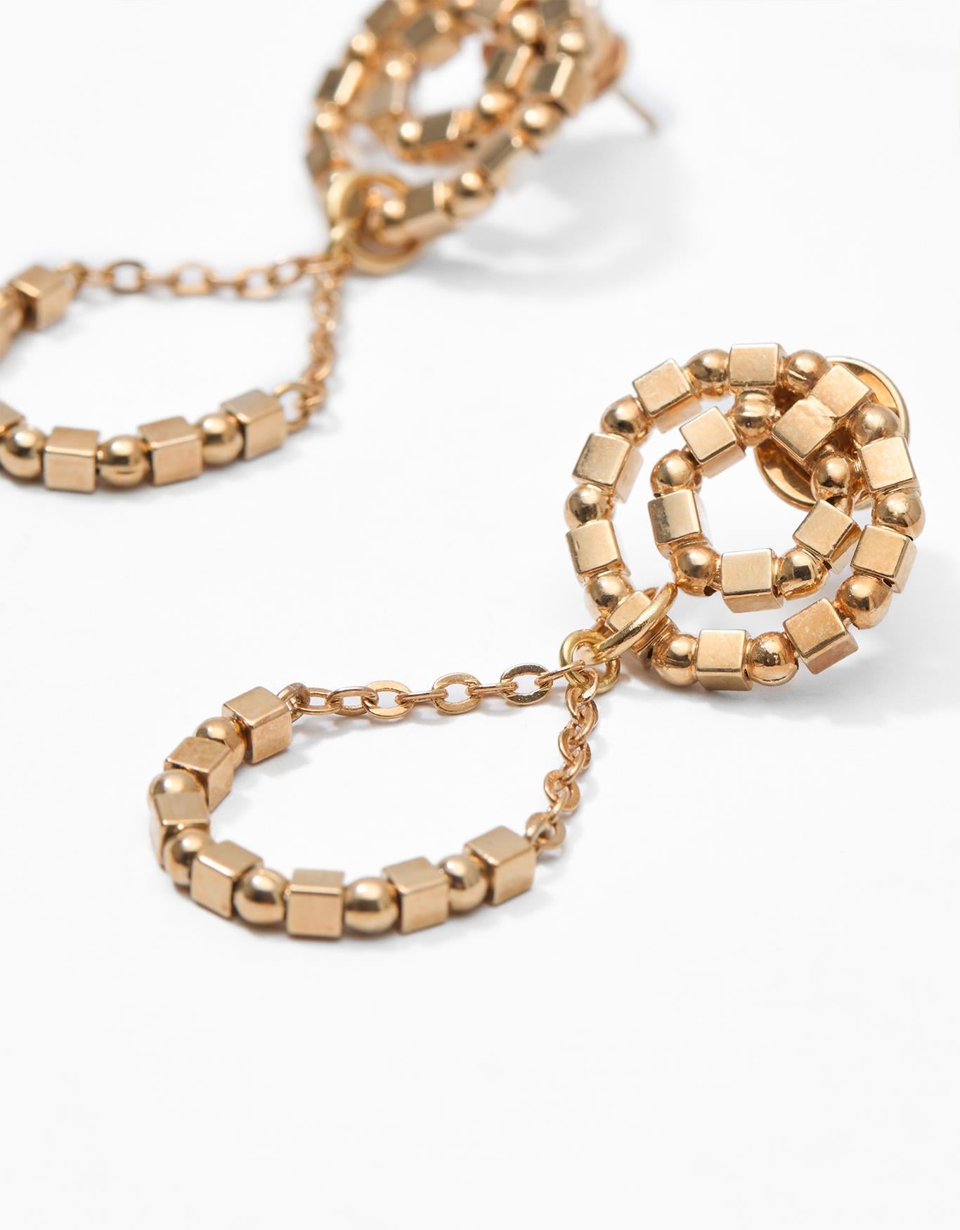 Brinco Pingente Pedrarias Douradas