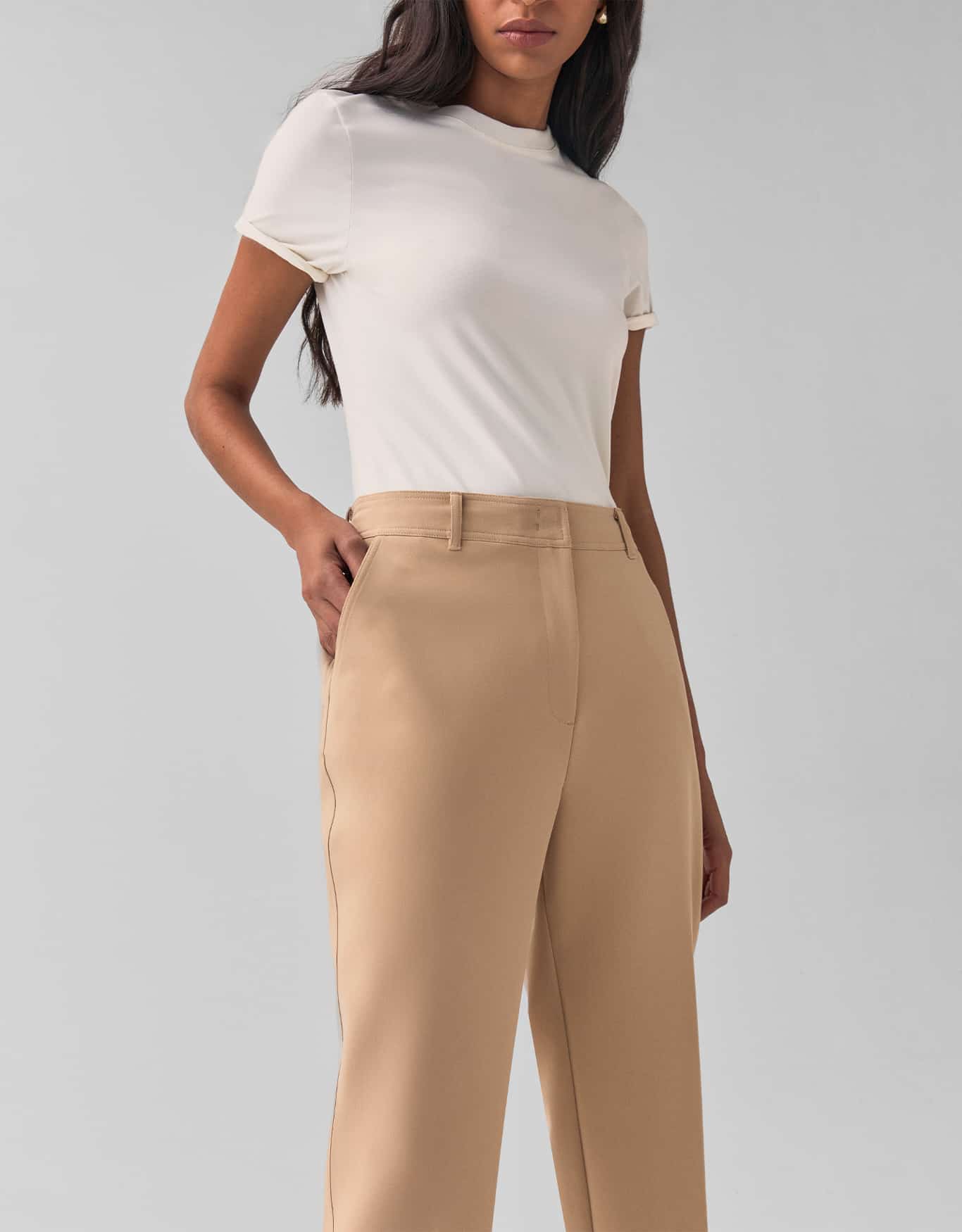Calça Afunilada Alfaiataria Khaki