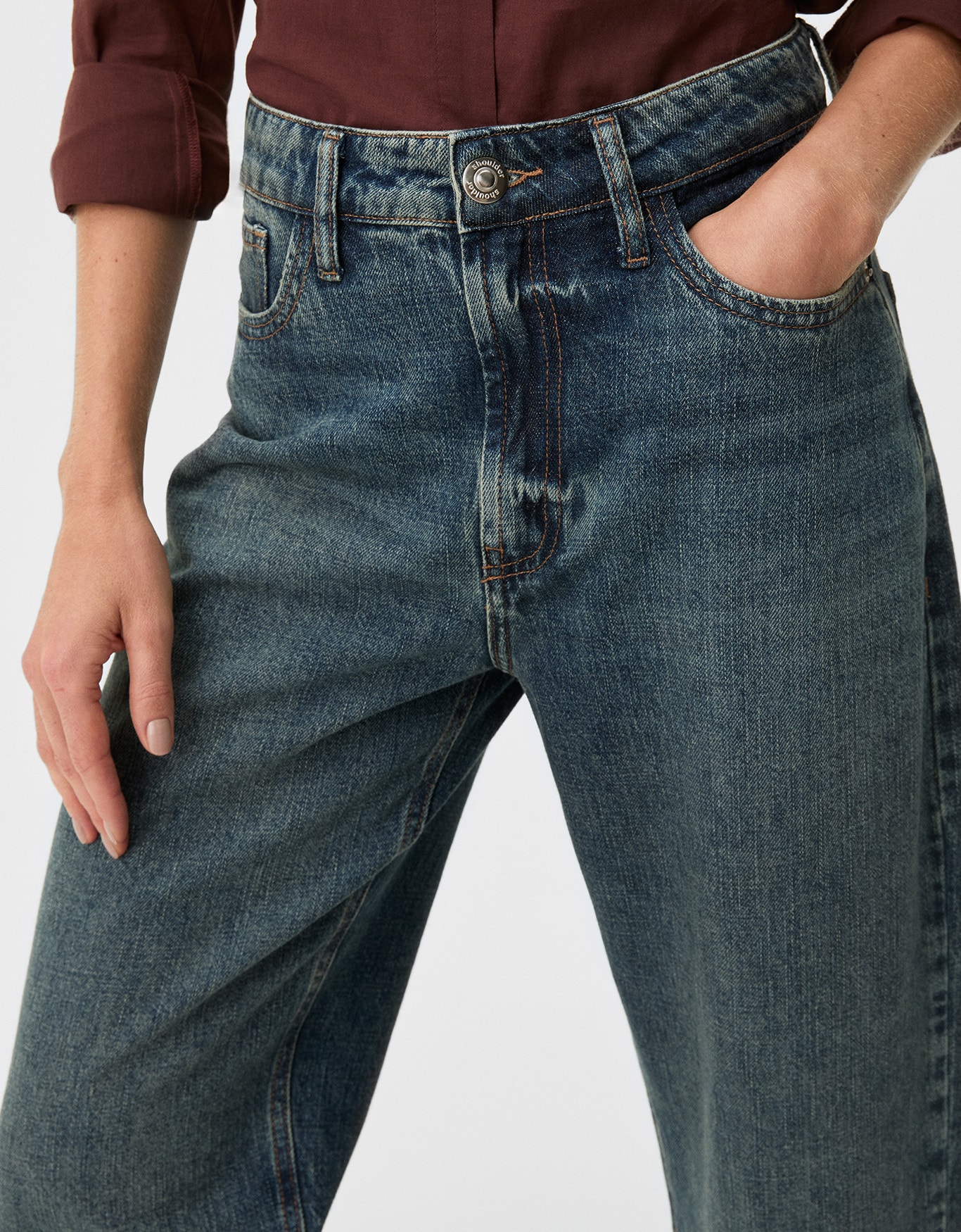 Calça Barrel Jeans Médio