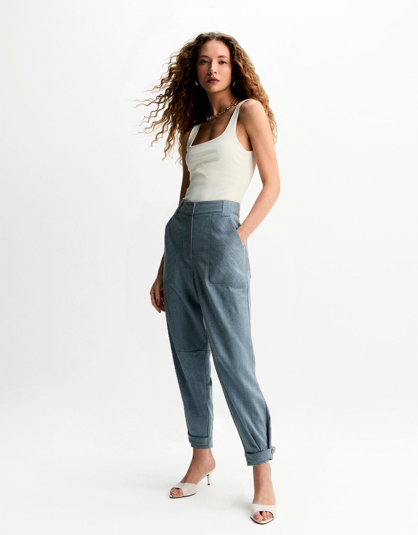 Calça Chevron Azul Seco