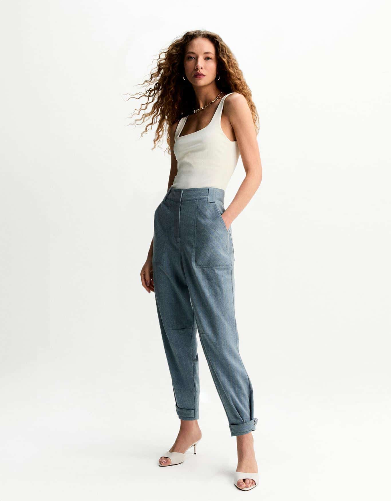 Calça Chevron Azul Seco