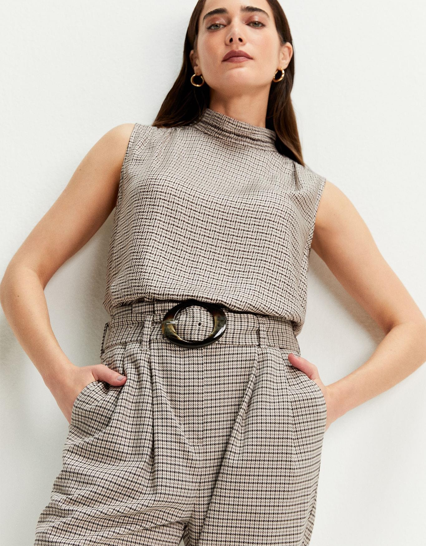 Calça Clochard Pied De Poule Xadrez