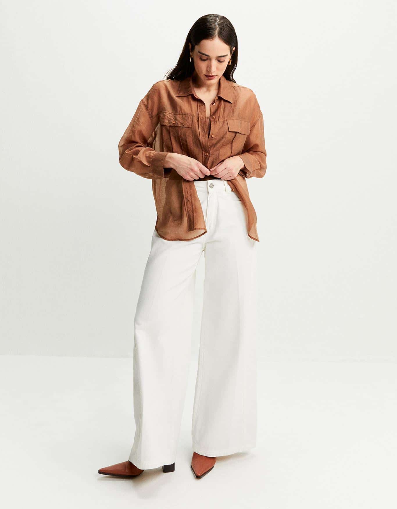 Calça Color Wide Recortes Laterias