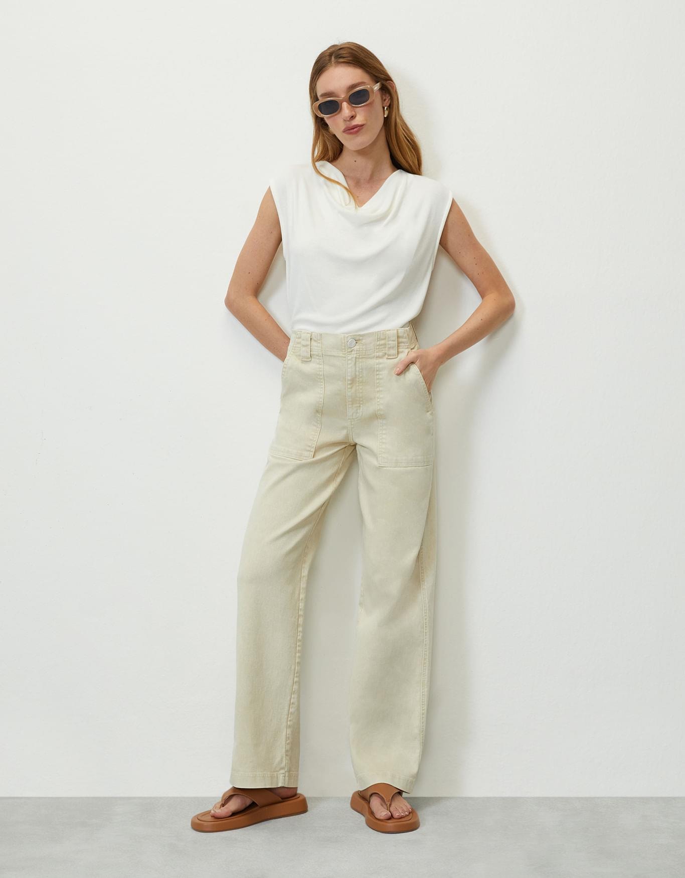 Calça Jeans Color Reta