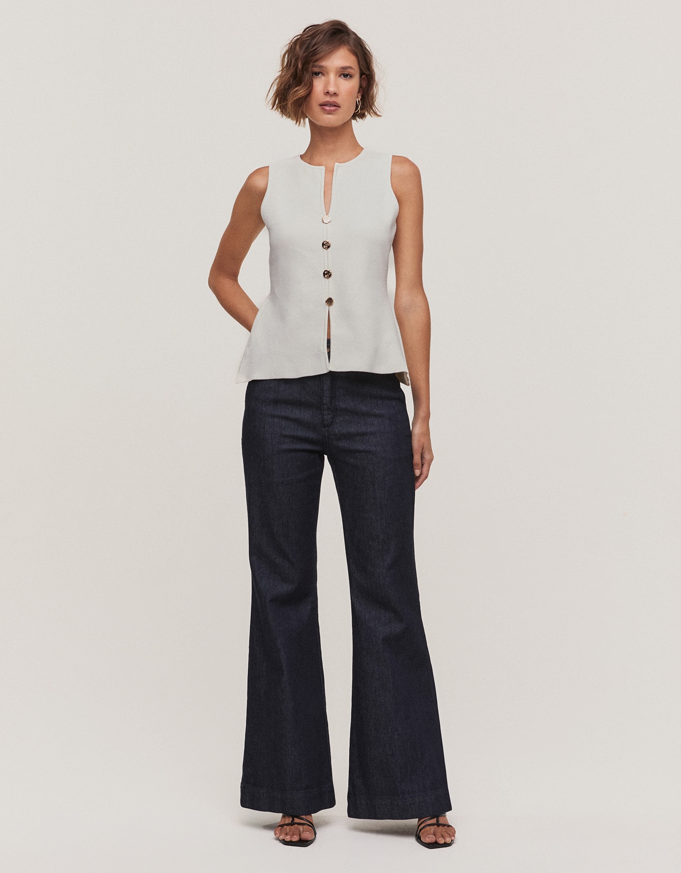 Calça Jeans Flare Alfaiatada