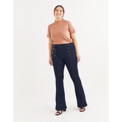 Calça Jeans Flare Botões