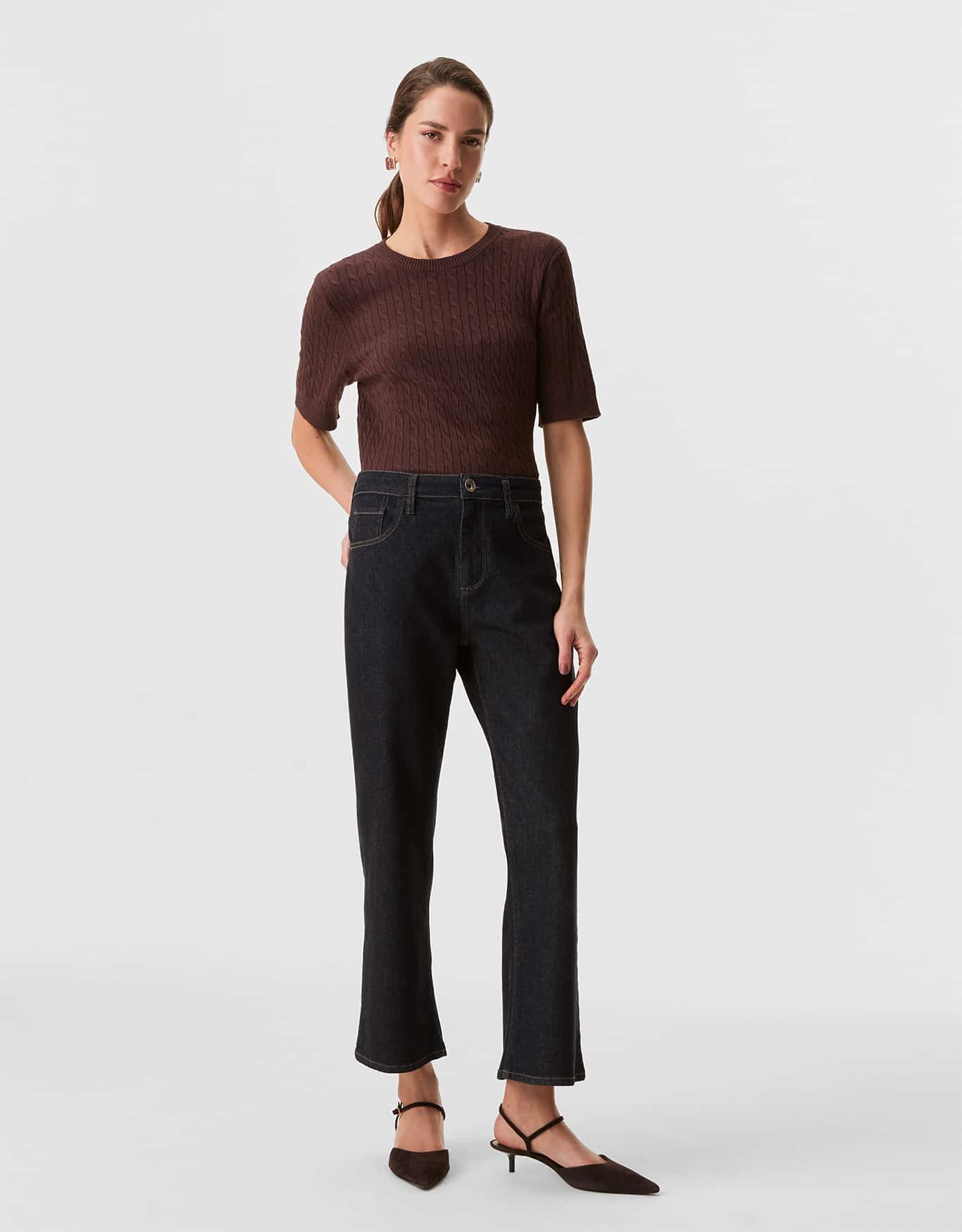 Calça Jeans Flare Cropped