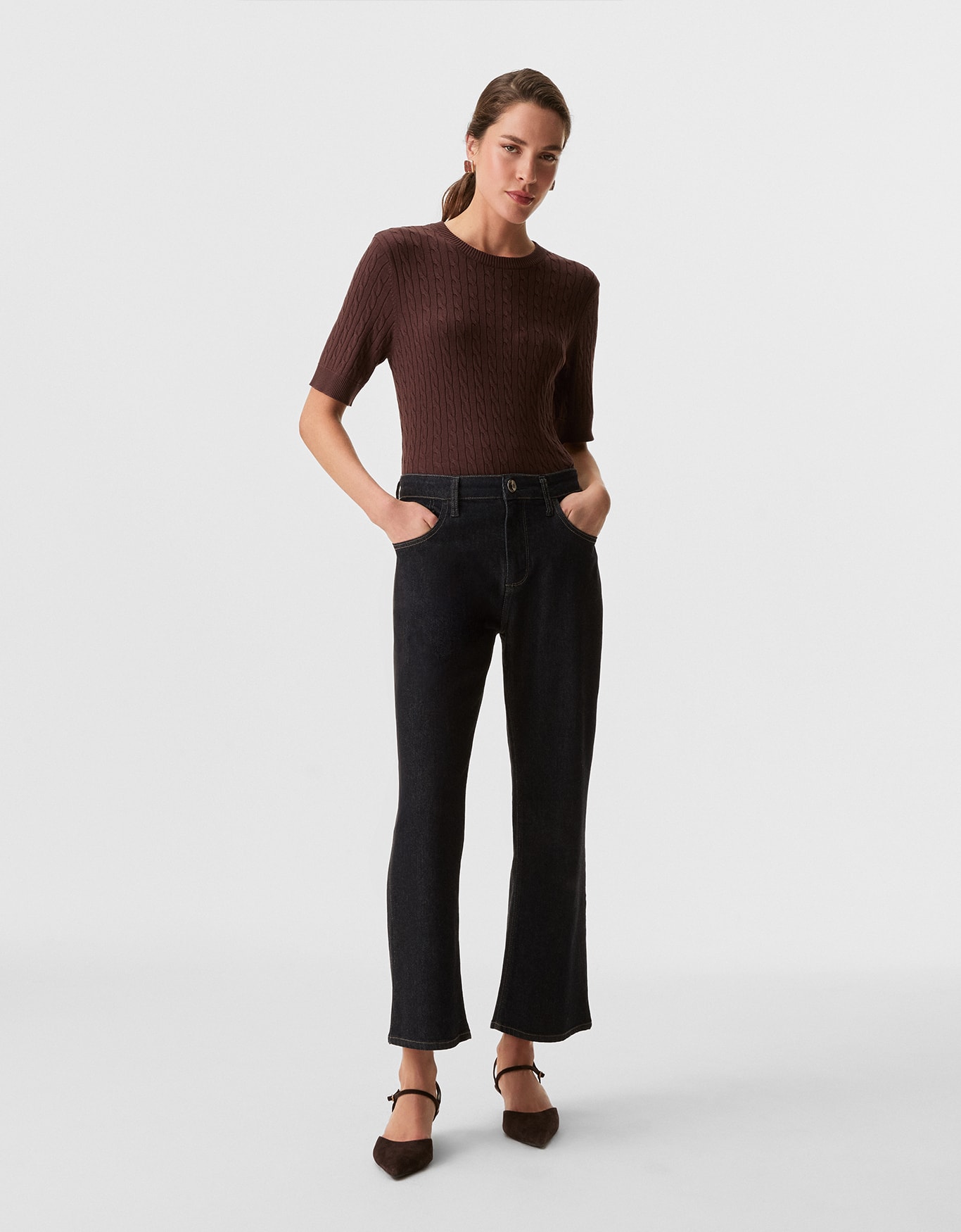 Calça Jeans Flare Cropped