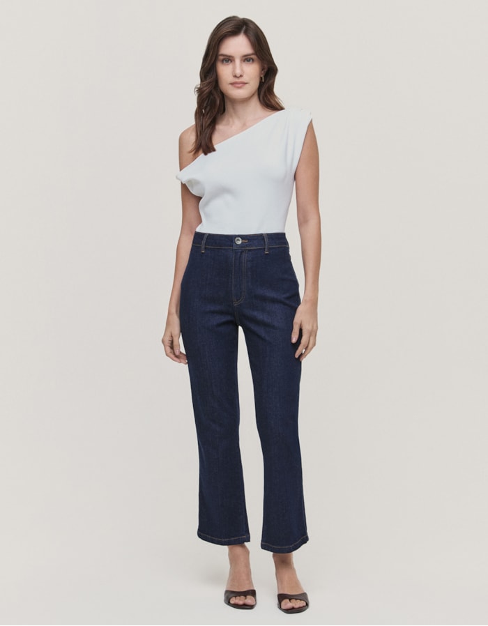 Shoulder — Calça Jeans Mini Flare Escura