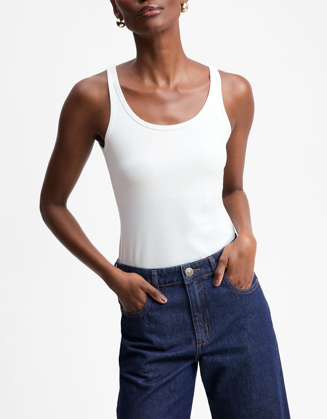 Calça Jeans Reta Barra Dobrada