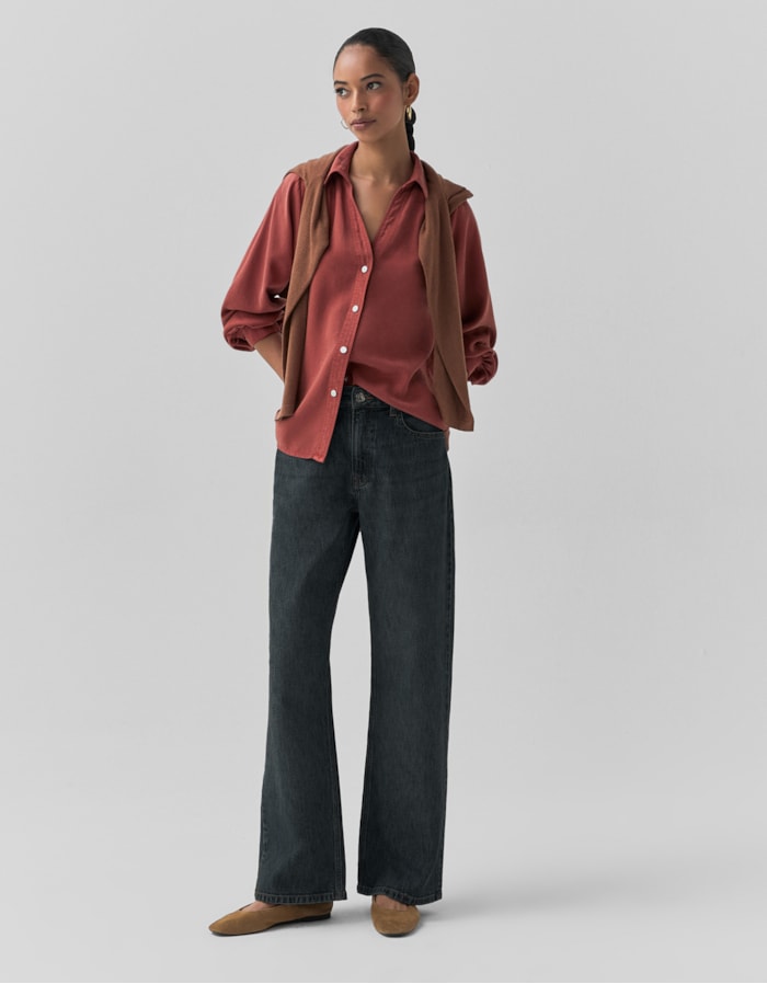 Shoulder — Calça Jeans Reta Cintura Média