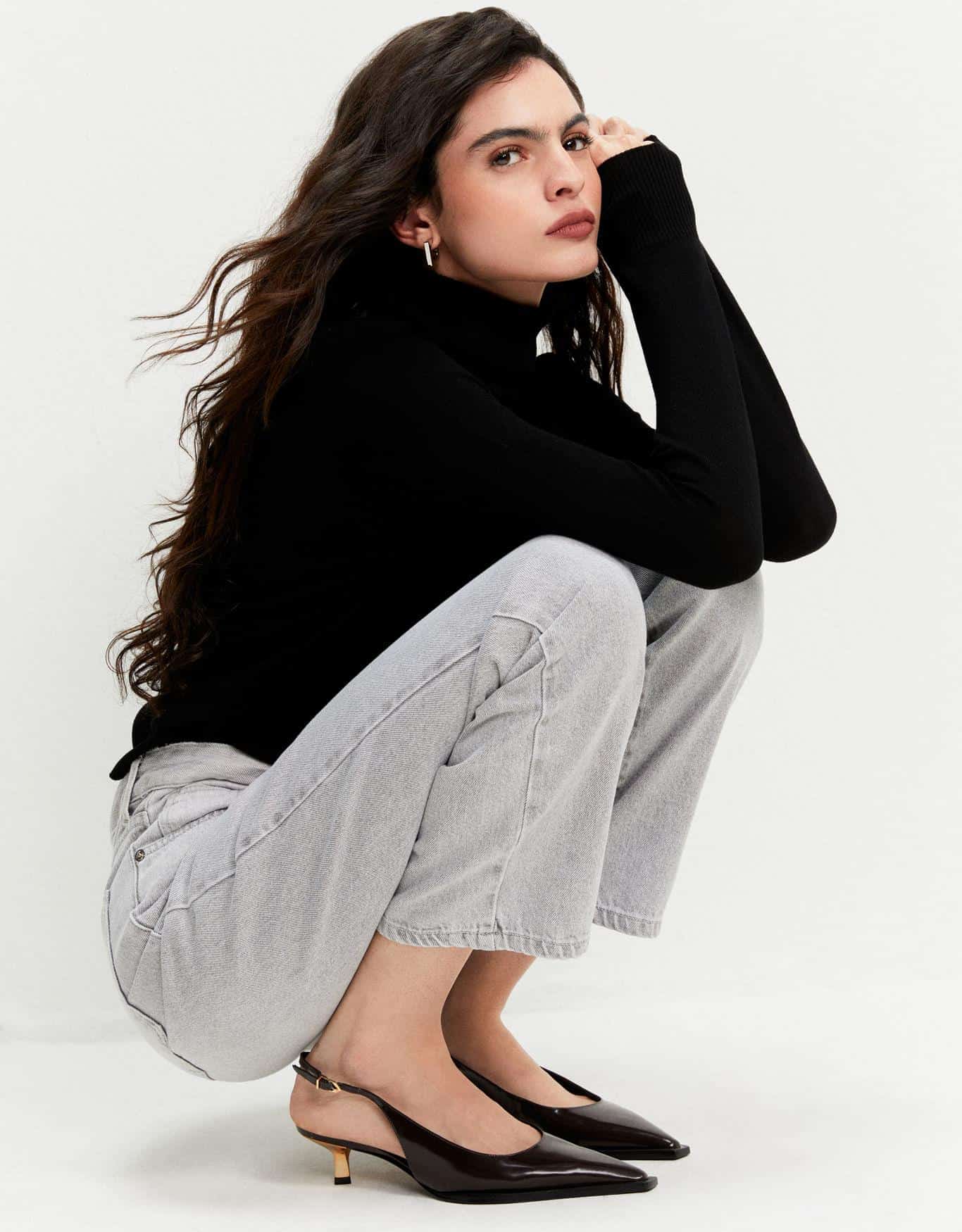 Calça Jeans Reta Cinza