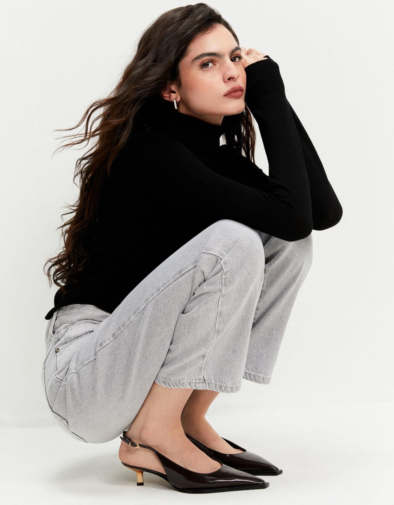 Calça Jeans Reta Cinza