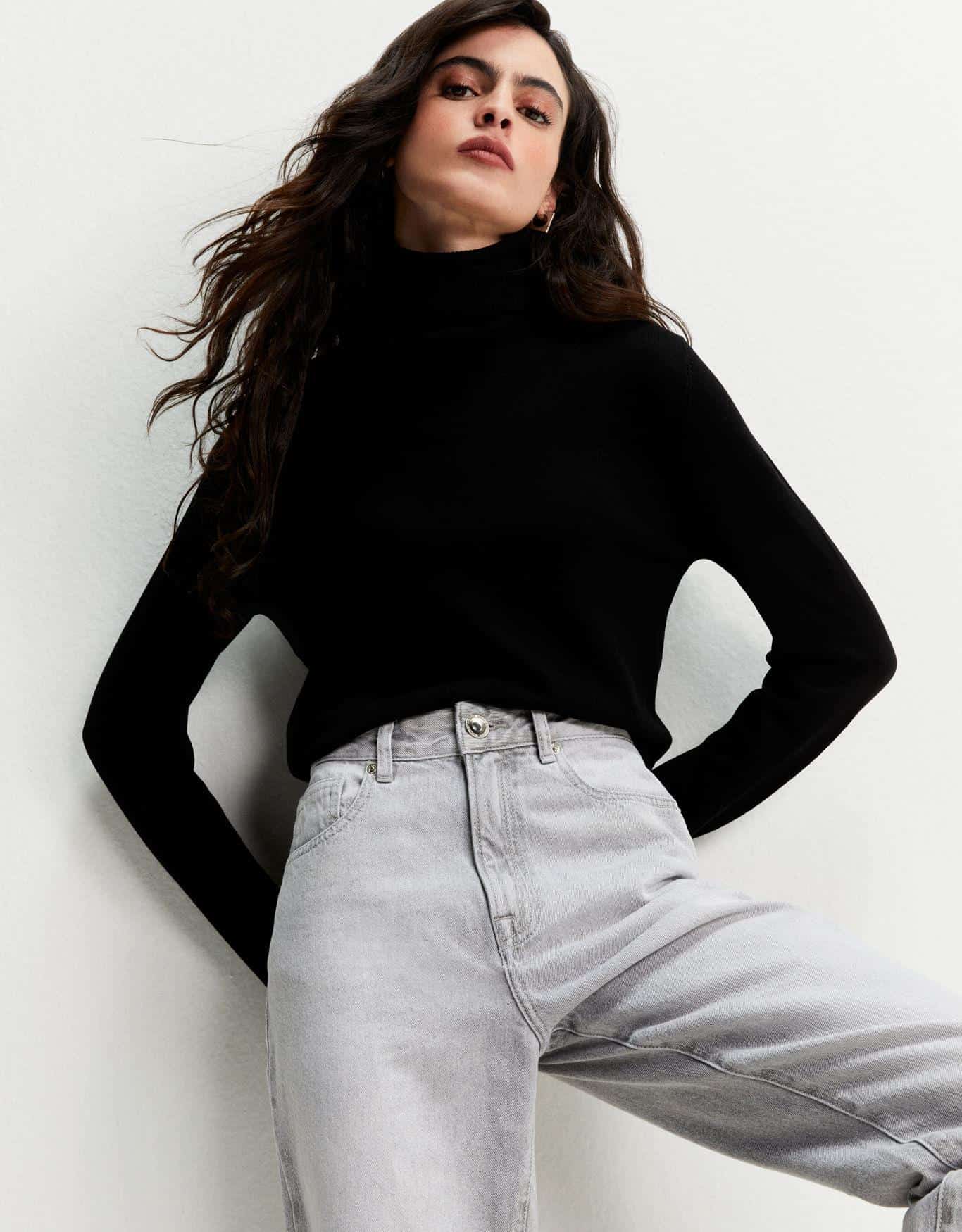 Calça Jeans Reta Cinza